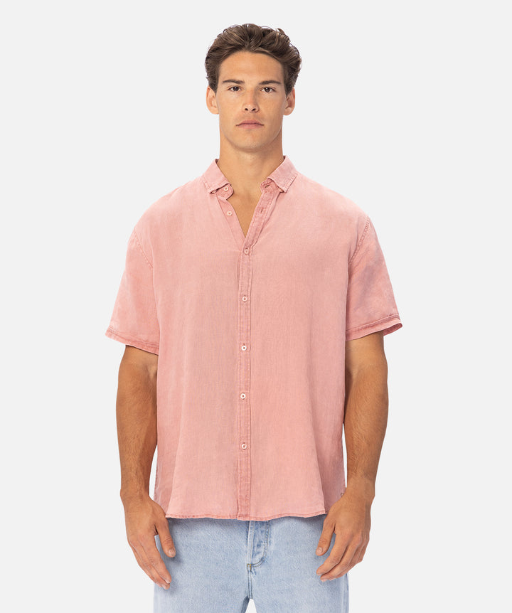 The Tennyson Linen S/s Shirt - Washed Rose