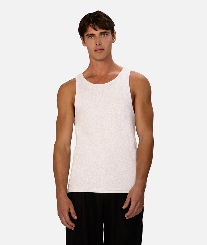 The Brando Ribbed Singlet - Grey Marle