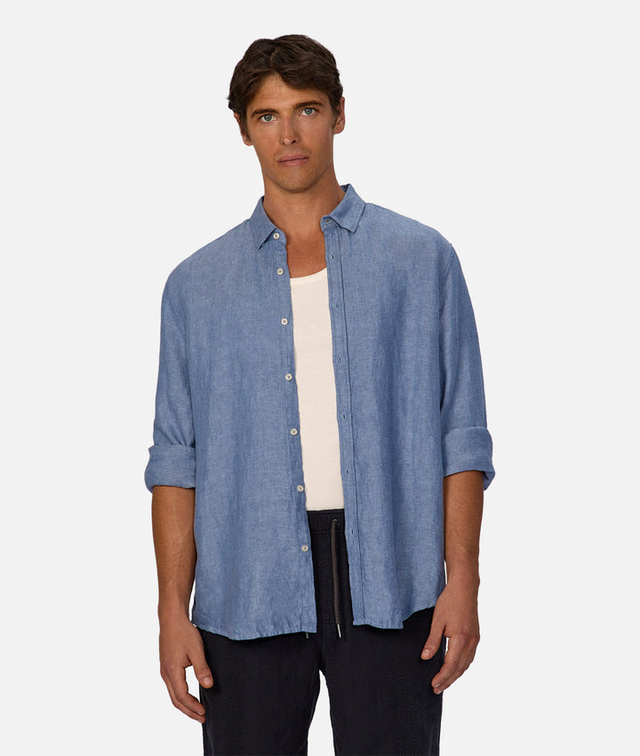 The Trinidad Linen Blend L/s Shirt - Dk Chambray 24