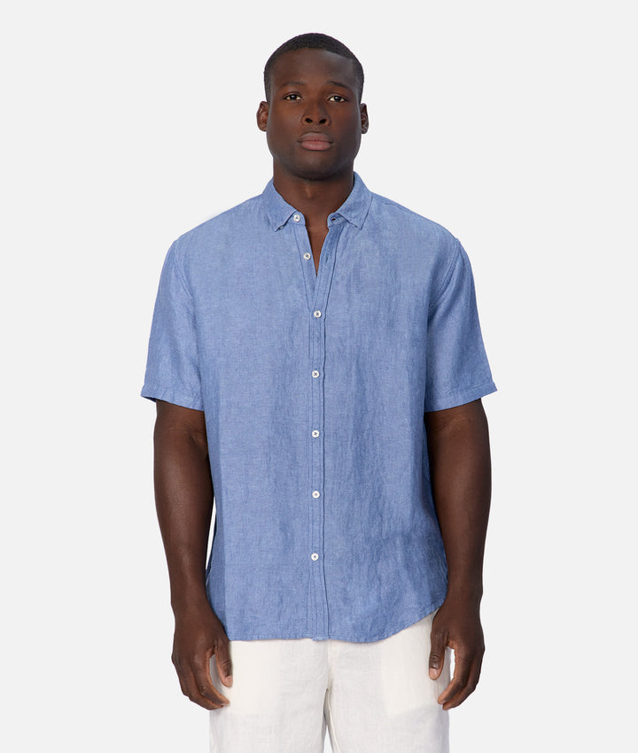 The Trinidad Linen Blend S/s Shirt - Dk Chambray 24